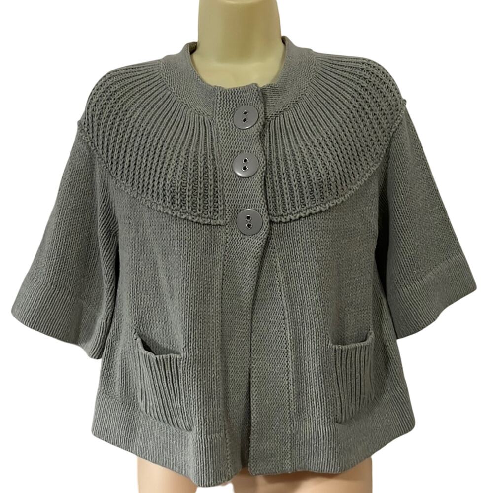 Apt.9 Petite Size PS Gray Retro Cardigan Sweater Cropped Y2K